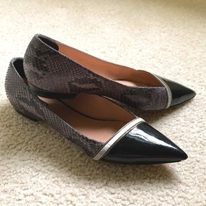 Giorgio Armani Black and Gray Snakeskin Flats